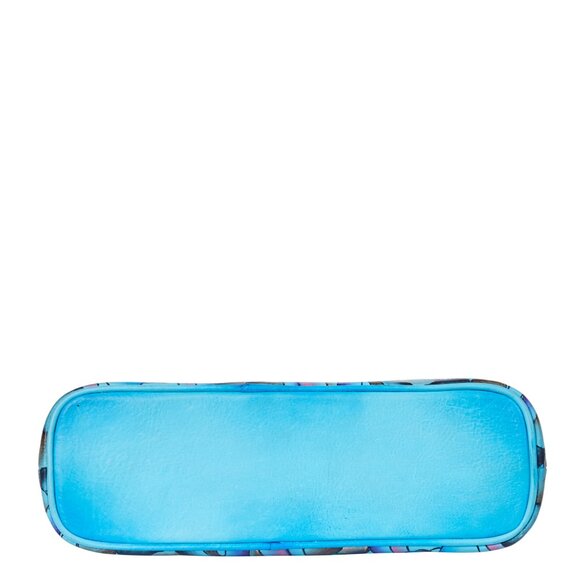 Hand-Painted Aqua Blue Abstract Artwork Ladies Leather Shoulder Tote Bag - Picture 6 of 7